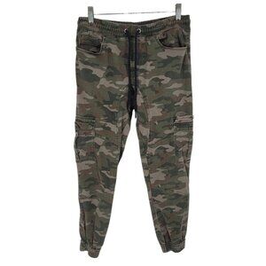 West 49 mens small camo cargo joggers green tan drawstring elastic waist